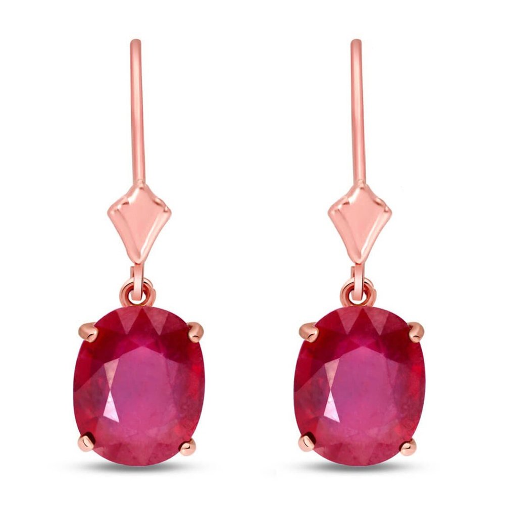 14K. SOLID GOLD EARRING WITH NATURAL RUBIES - Picture 2 of 5